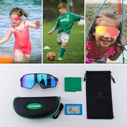 ROCKBROS Kids Polarized Sunglasses UV400 Protection for Youth Boys Girl (14110009004)-Pink