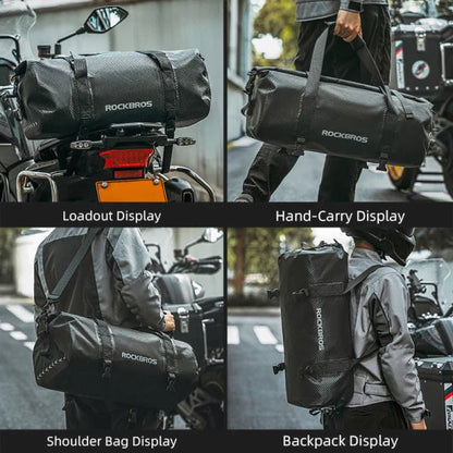 ROCKBROS Motorcycle Rear Tail Bag Saddle Bag Luggage Storage Pannier Waterproof 30L (30140071001)-Black