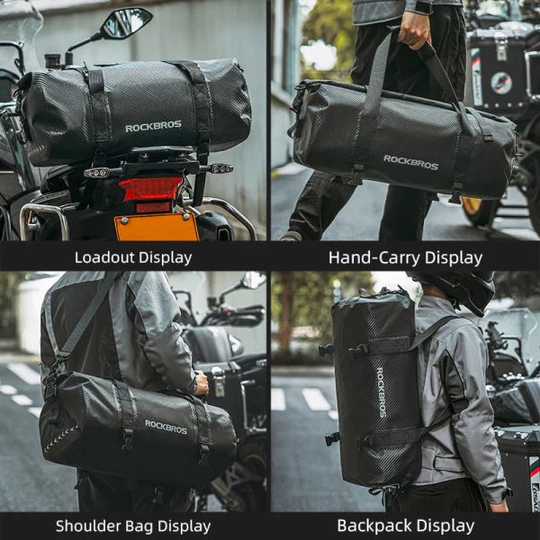 ROCKBROS Motorcycle Rear Tail Bag Saddle Bag Luggage Storage Pannier Waterproof 40L (30140072001)-Black