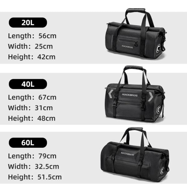 ROCKBROS Motorcycle Rear Tail Bag Saddle Bag Luggage Storage Pannier Waterproof 50L (30140073001)-Black