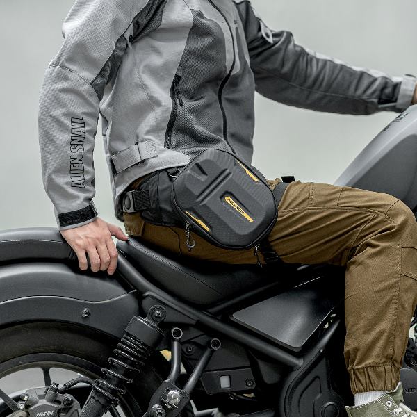 ROCKBROS Motorcycle rider leg bag hard shell Fanny pack motorcycle cross bag men's chest bag motorcycle travel equipment (30990019001)-Black