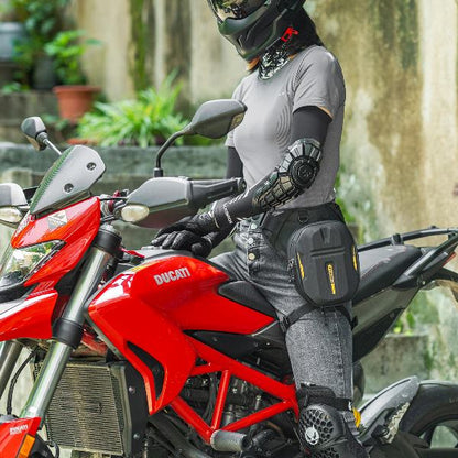 ROCKBROS Motorcycle rider leg bag hard shell Fanny pack motorcycle cross bag men's chest bag motorcycle travel equipment (30990019001)-Black