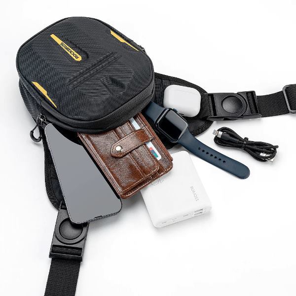 ROCKBROS Motorcycle rider leg bag hard shell Fanny pack motorcycle cross bag men's chest bag motorcycle travel equipment (30990019001)-Black