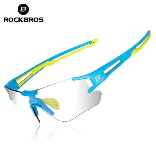 ROCKBROS Outdoor Sports Polarized Sunglasses Bike Sports Photochromic Glasses with Transparent Lens (10127)-Blue Green
