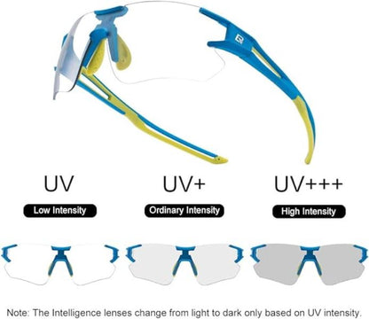 ROCKBROS Outdoor Sports Polarized Sunglasses Bike Sports Photochromic Glasses with Transparent Lens (10127)-Blue Green