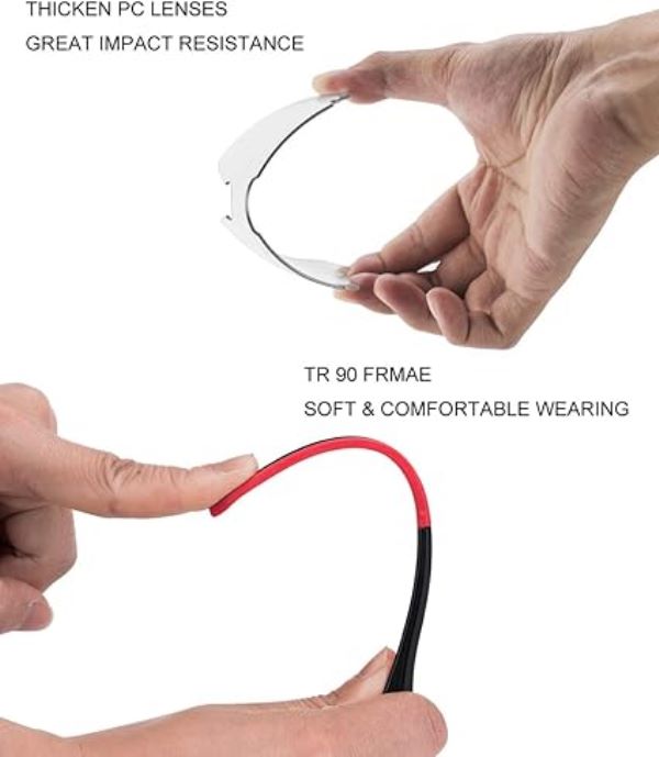 ROCKBROS Outdoor Sports Polarized Sunglasses Bike Sports Photochromic Glasses with Transparent Lens (10126)-White Red