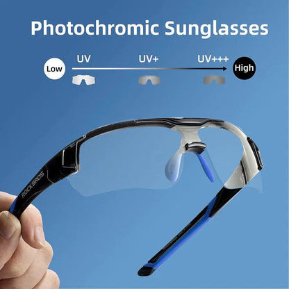 ROCKBROS Photochromic Sunglasses Rubber Frame+Polycarbonate Lens (10111)-Black Blue