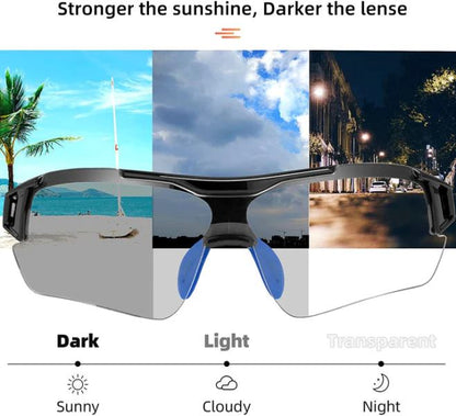 ROCKBROS Photochromic Sunglasses Rubber Frame+Polycarbonate Lens (10111)-Black Blue