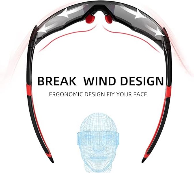 ROCKBROS Photochromic Sunglasses Thicken PC Lenses With UV400 Protection Coating (10135)-Black Red