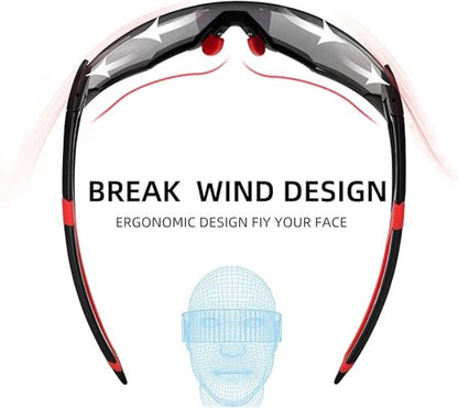 ROCKBROS Photochromic Sunglasses Thicken PC Lenses With UV400 Protection Coating (10135)-Black Red