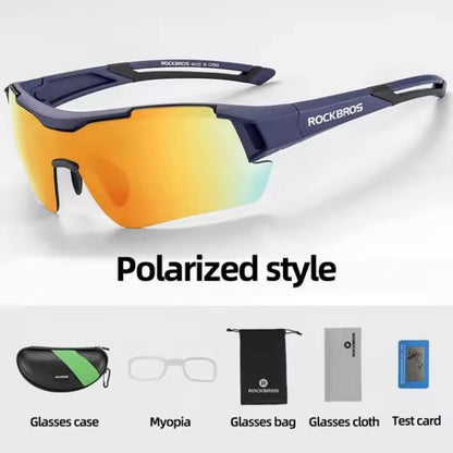ROCKBROS Polarized Glasses Sports Sunglasses Outdoor Colorful PC frame lentes de ciclismo sports Eyewear (10118)-Navy Blue
