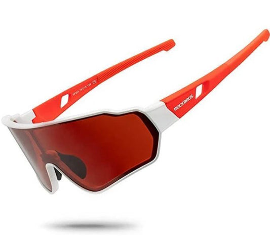 ROCKBROS Polarized Sports Sunglasses UV protection Wind Guide Design (10162)-Wine Red