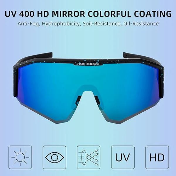 ROCKBROS Sports Polarized Sunglasses UV 400 Protection (14130001001)-Shiny Black/Blue