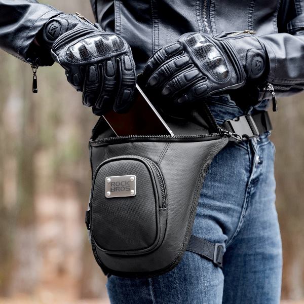 ROCKBROS Waist belt bag man women motorcycle Portable two-layer design leg bag for Motorcycle drop leg waist bag (30170011001)-Black