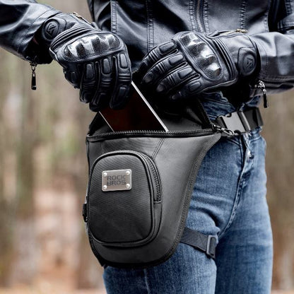 ROCKBROS Waist belt bag man women motorcycle Portable two-layer design leg bag for Motorcycle drop leg waist bag (30170011001)-Black