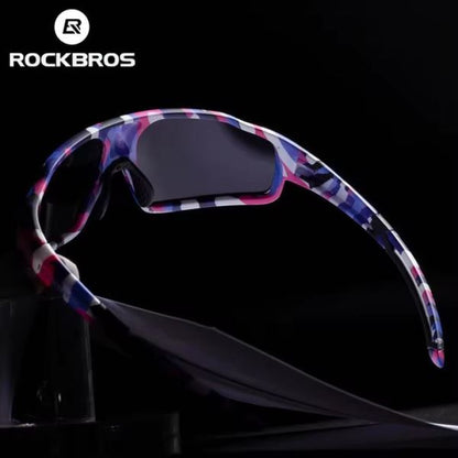 ROCKBROS Water Transfer Colorful Pattern Split Angle Cylindrical Polarized Photochromic Glasses Sport Outdoor Sunglasses (SP216ZP)