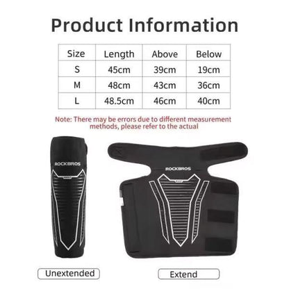 ROCKBROS Winter Reflective Outdoor Knee Protect Leg Sleeve Fleece Keep Warm Knee Support Windproof Kneepads (19400180001)-Black