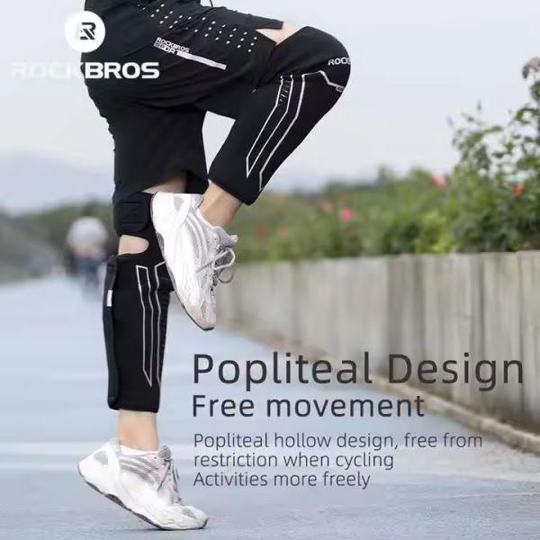 ROCKBROS Winter Reflective Outdoor Knee Protect Leg Sleeve Fleece Keep Warm Knee Support Windproof Kneepads (19400180001)-Black