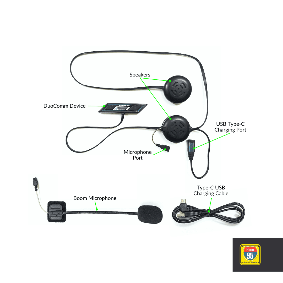 Route95 Duocomm Rider to Rider Helmet Bluetooth Intercom - Riders Junction