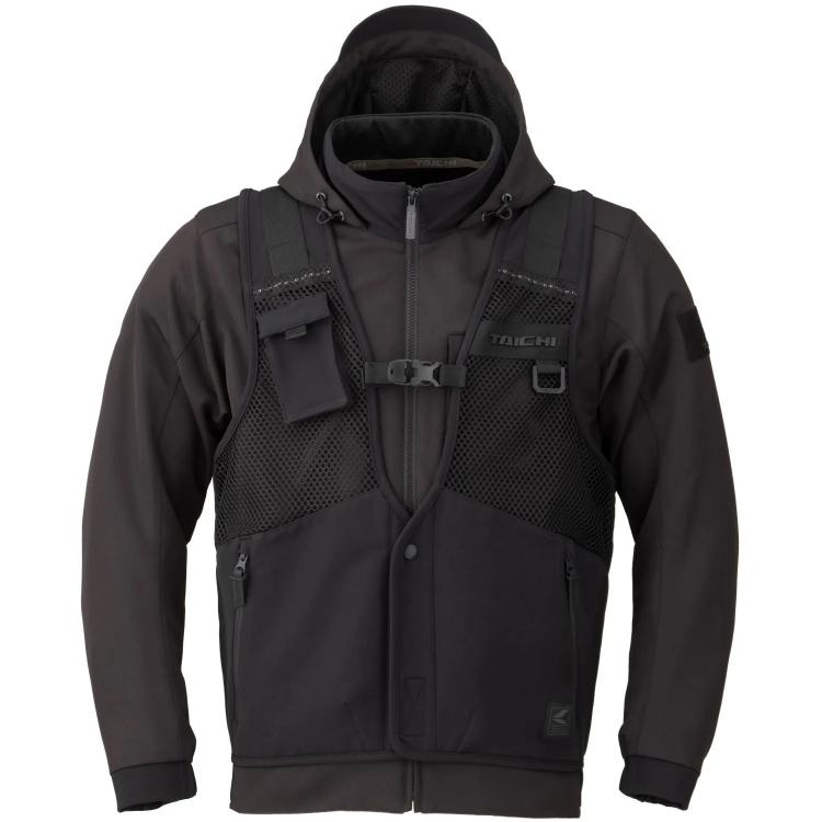 RS Taichi Overlap Mesh Parka Jacket - BlackBlack
