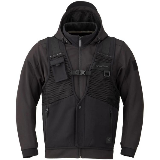 RS Taichi Overlap Mesh Parka Jacket - Black/Black