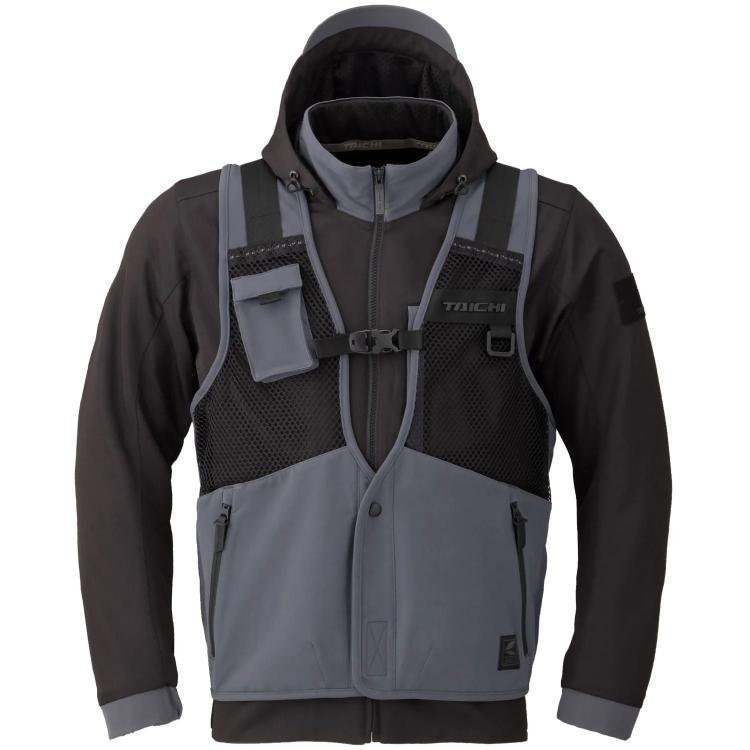 RS Taichi Overlap Mesh Parka Jacket - BlackGunmetal