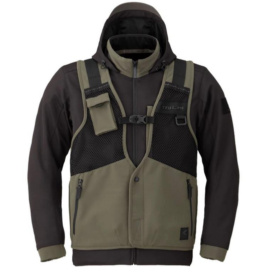 RS Taichi Overlap Mesh Parka Jacket - Black/Khaki