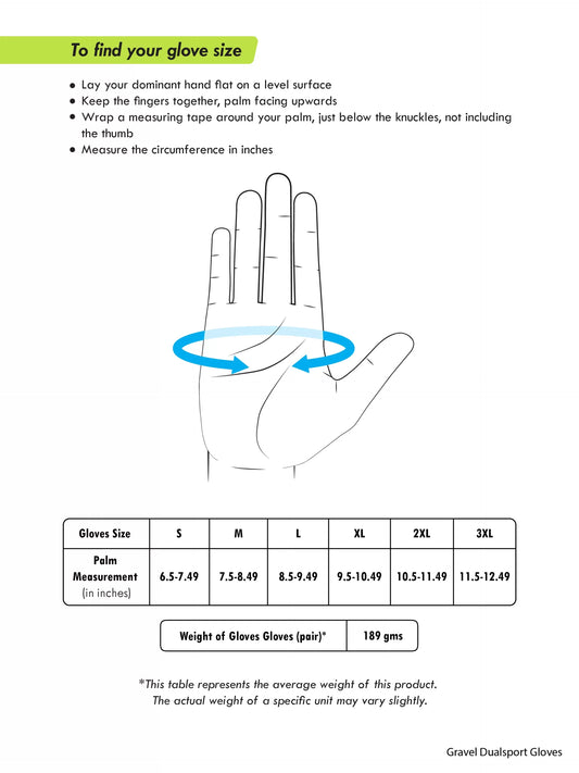 RYNOX GRAVEL DUALSPORT GLOVES SIZE CHART