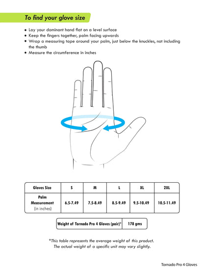 RYNOX TORNADO PRO 3 GLOVES SIZE CHART