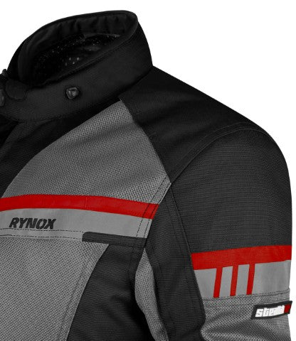 Rynox Stealth Air Pro Riding Jacket – Black Red (Grey Mesh)