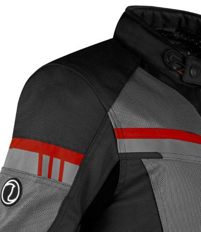 Rynox Stealth Air Pro Riding Jacket – Black Red (Grey Mesh)