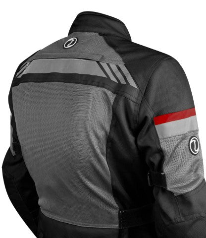 Rynox Stealth Air Pro Riding Jacket – Black Red (Grey Mesh)