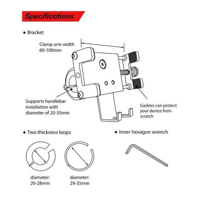 Raida-REVLOX Hold Motorcycle Mobile Mount