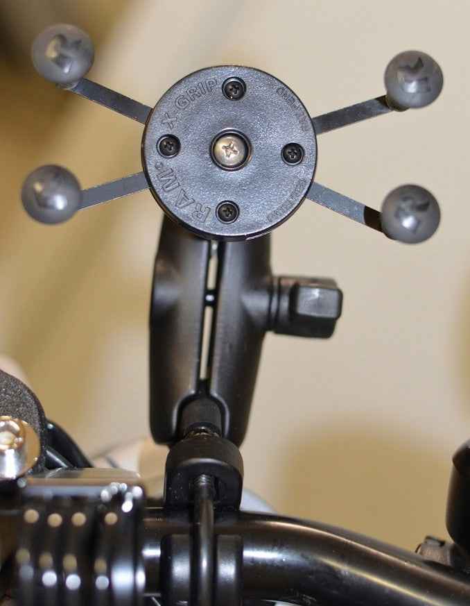 RAM Mounts for Mobiles - Motorcycle Handlebar U-Bolt Mount with Universal RAM X-Grip - RAM-B-149Z-UN7U