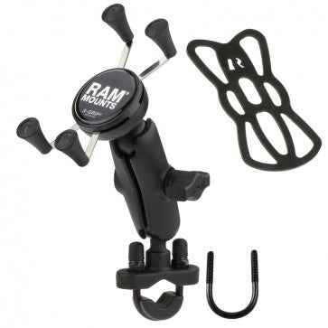 RAM Mounts for Mobiles - Motorcycle Handlebar U-Bolt Mount with Universal RAM X-Grip - RAM-B-149Z-UN7U