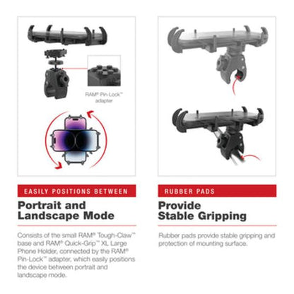 Ram Mounts-Quick-Grip Large Phone Mount with Low-Profile Tough-Claw-RAM-HOL-PD4-400-1U