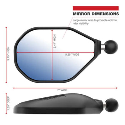 Ram-Tough Mirror Right Mirror+Ball-Ram-B-465RU