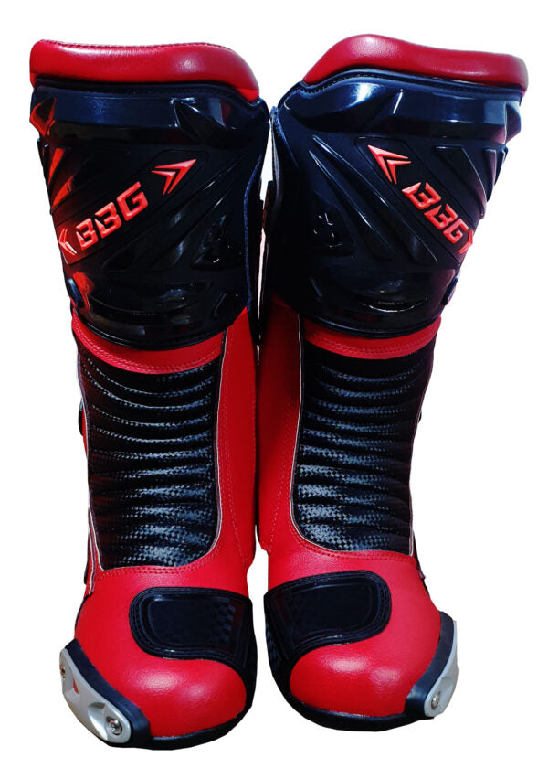 Red Racing Calf Boots - Biking Brotherhood - Riders Junction