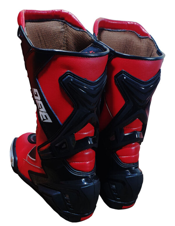 Red Racing Calf Boots - Biking Brotherhood - Riders Junction