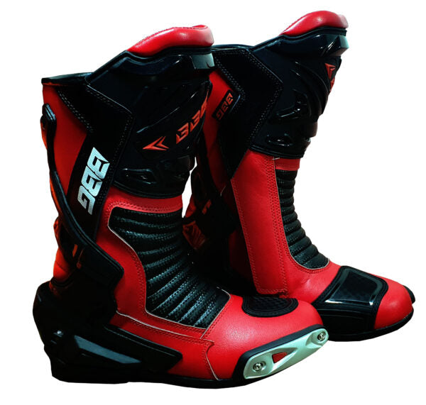 Red Racing Calf Boots - Biking Brotherhood - Riders Junction