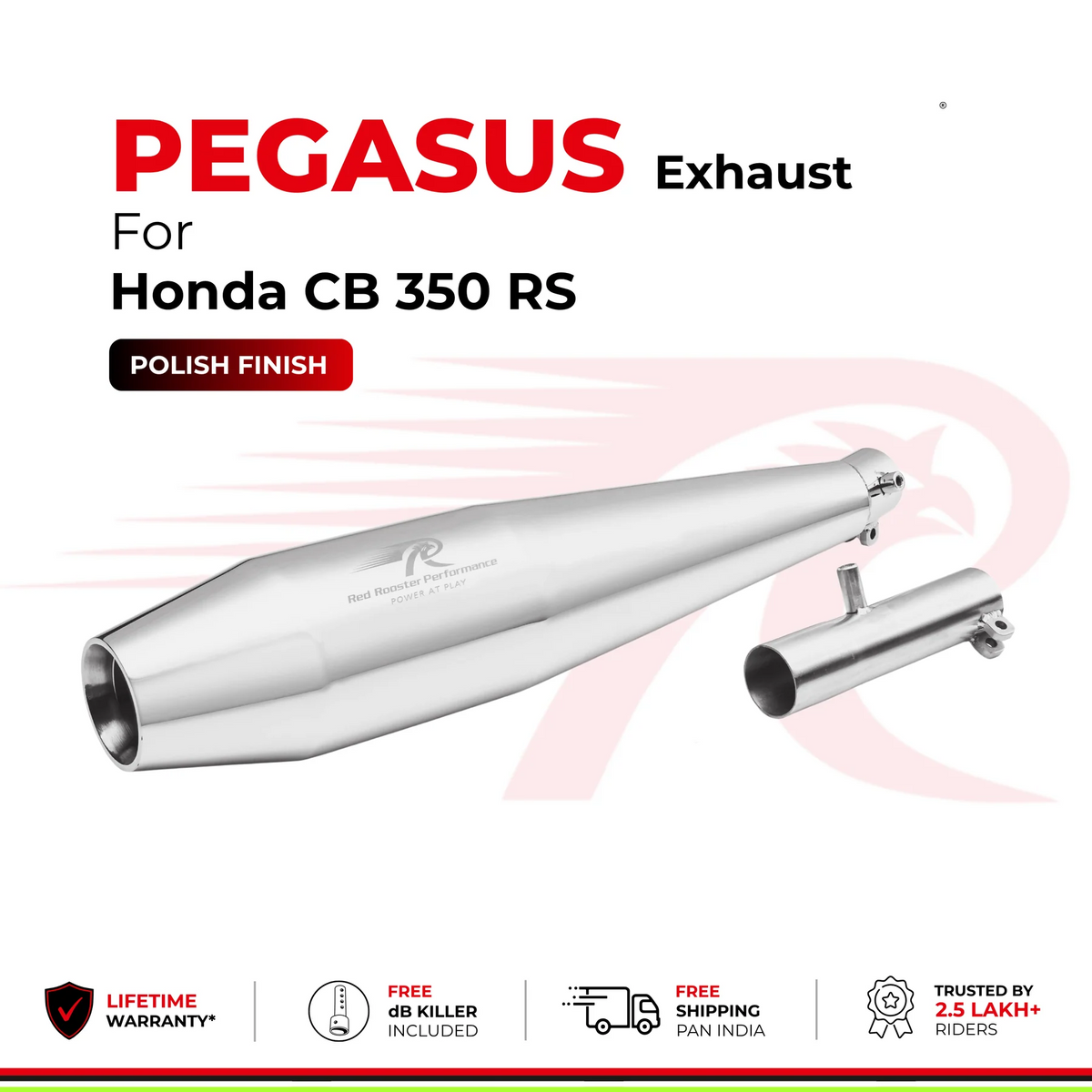 Red Rooster Performance Pegasus–Polish Exhaust for Honda CB350 RS