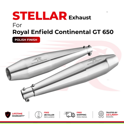 Red Rooster Performance Stellar Exhaust for Royal Enfield Interceptor 650/Continental GT 650 - Polish