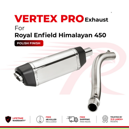 Red Rooster Performance Vertex Pro–Polish Exhaust for Royal Enfield Himalayan 450