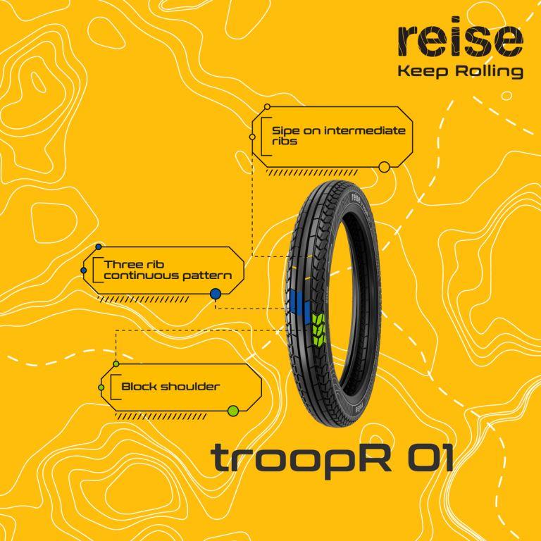 Reise Moto troopR 01 90/90-19 52P Front Tubeless Tyre - 3601160212