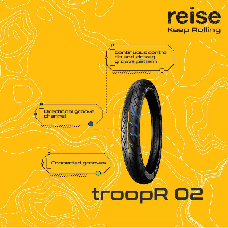 Reise Moto troopR 02 80/100-18 54P Rear Tubeless Tyre - 3601130322