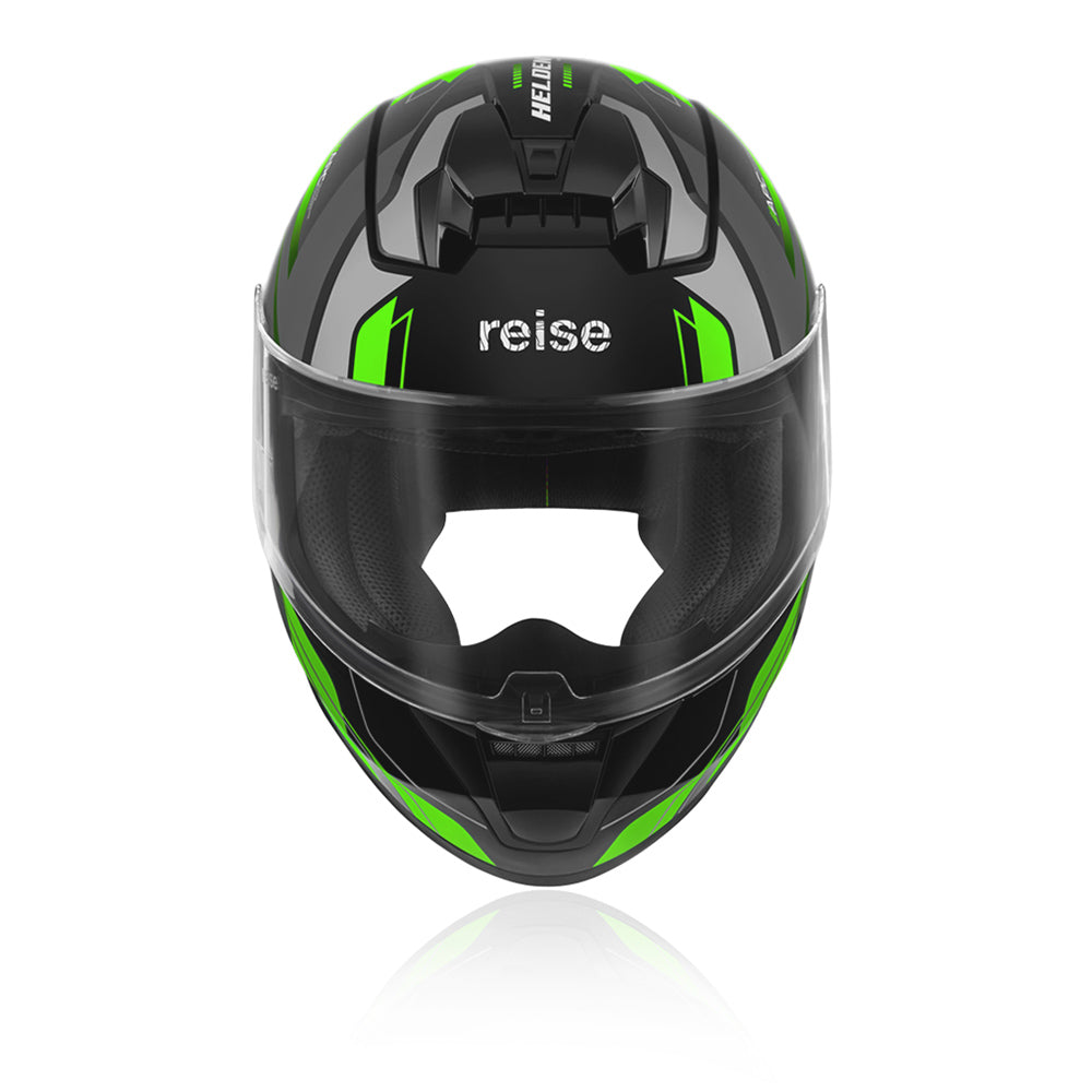 Reise Helden Motorcycle Riding Helmet (Green/Black)