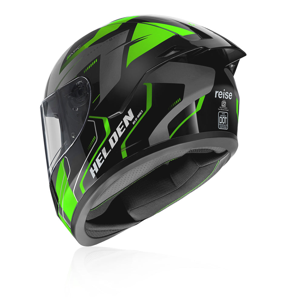 Reise Helden Motorcycle Riding Helmet (Green/Black)