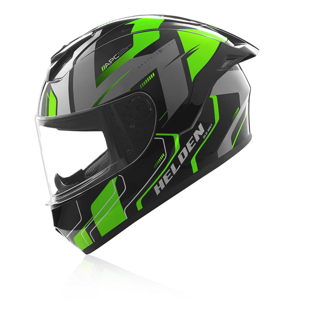 Reise Helden Motorcycle Riding Helmet (Green/Black)