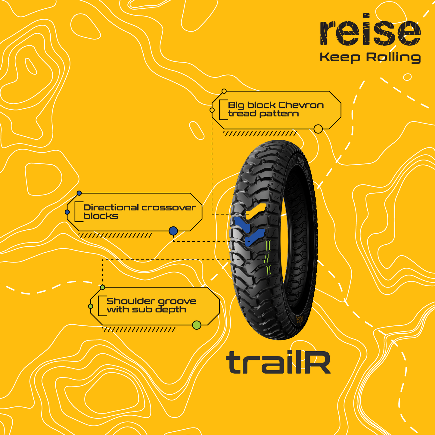 Reise Moto-trailR 50-1 120/80-18 62P Rear Tubeless Tyre (3601150523)