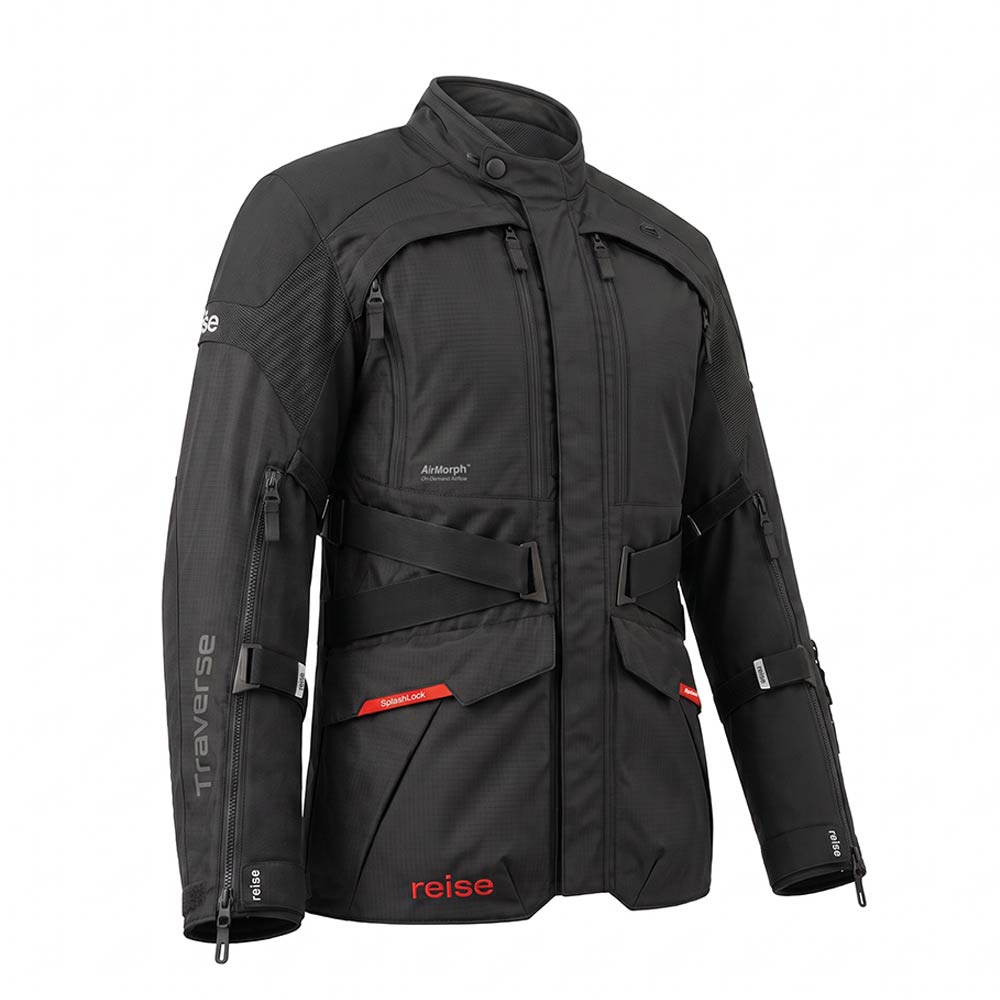 Reise Traverse Motorcycle Adventure Touring Jacket (Black) - REJK004SML025